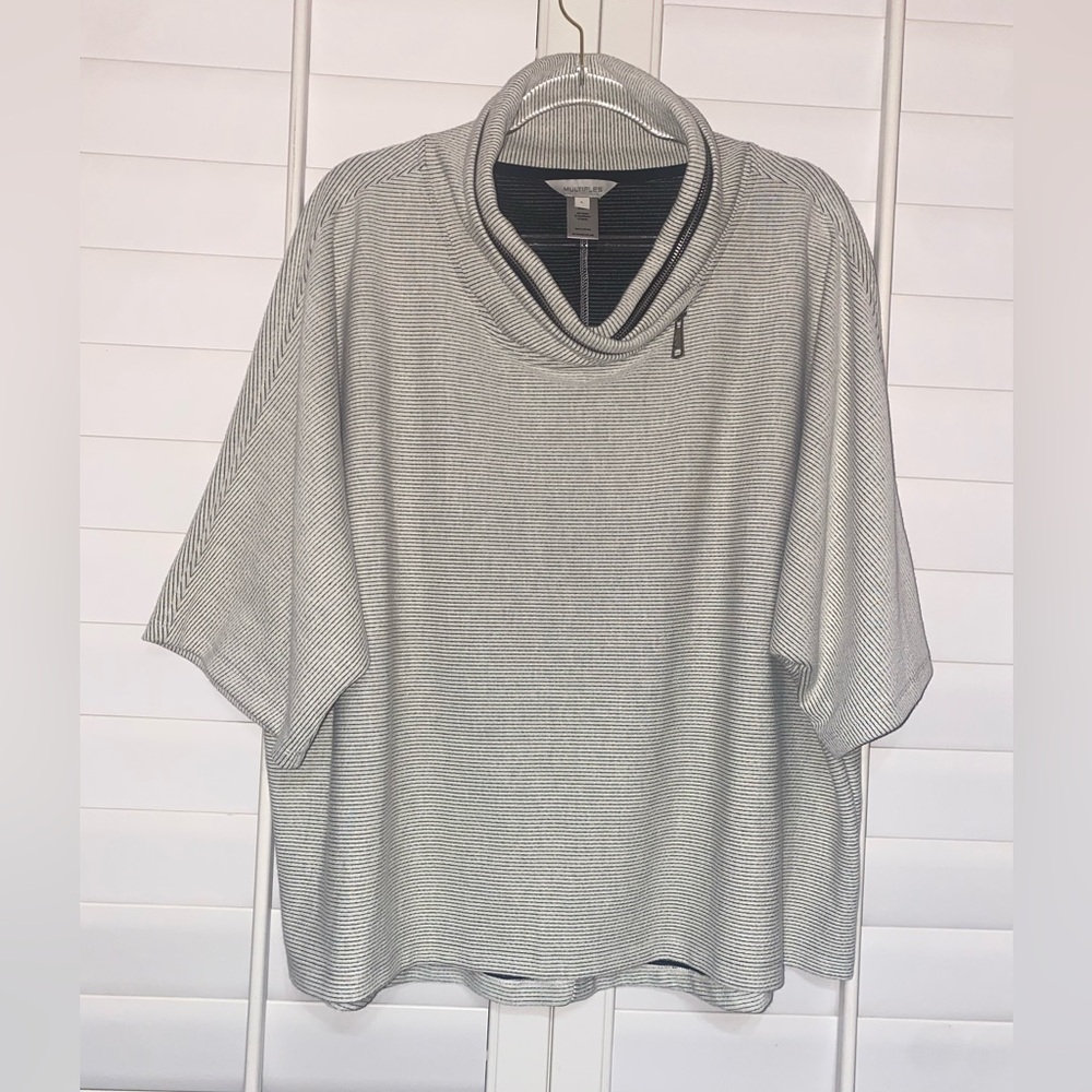 MULTIPLES Striped Cowl Neck Top Size Large Excellent Condition like NEW